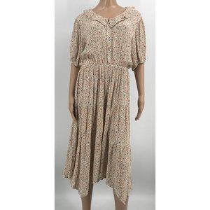 Calista Short Sleeve Floral Print Cottagecore Handkerchief Hem Dress Size Large